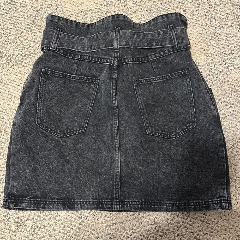 Denim mini skirt with tie belt - Picture 2 of 2